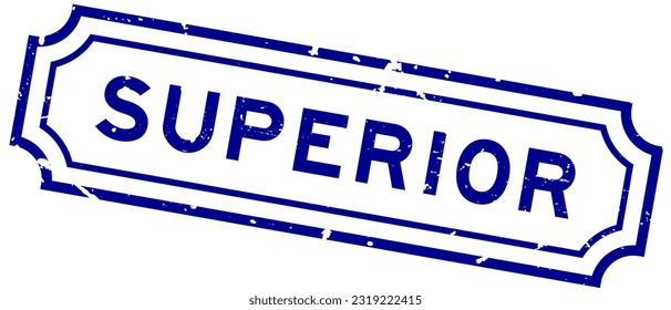 Grunge blue superior word rubber seal stamp on white background