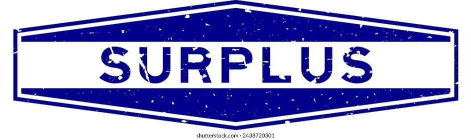 Grunge blue surplus word hexagon rubber seal stamp on white background