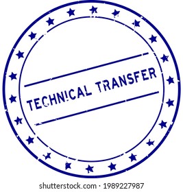 Sello de sello de goma redondeado de la transferencia técnica de color azul grueso sobre fondo blanco