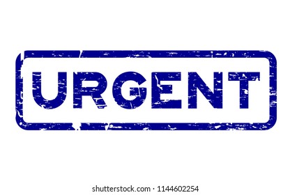 Grunge blue urgent square rubber seal stamp on white background