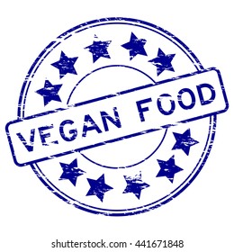 Grunge blue vegan food stamp