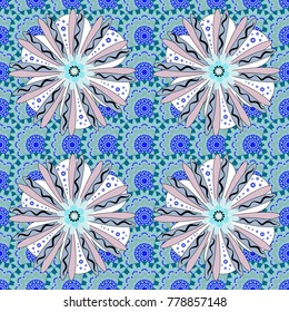 Grunge blue, violet and white background. Textile print for bed linen, jacket, package design, fabric and fashion concepts. Vector floral pattern with abstract flowers. Abstract seamless design.