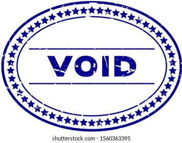Grunge blue void word oval rubber seal stamp on white background
