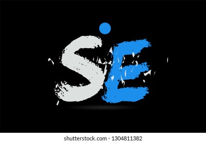 Grunge blue white alphabet letter combination SE S E on black background suitable as a logo for a company or business