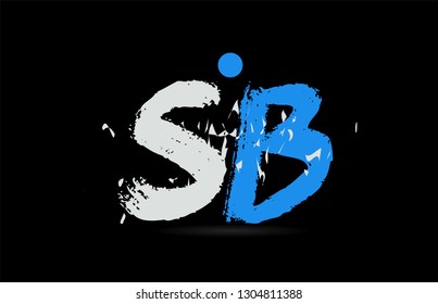 Grunge blue white alphabet letter combination SB S B on black background suitable as a logo for a company or business