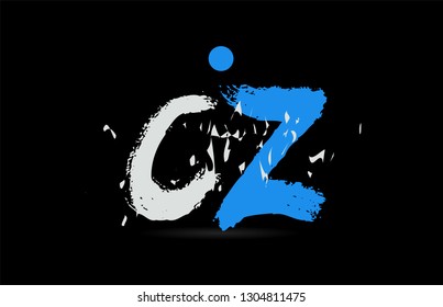 Grunge blue white alphabet letter combination CZ C Z on black background suitable as a logo for a company or business