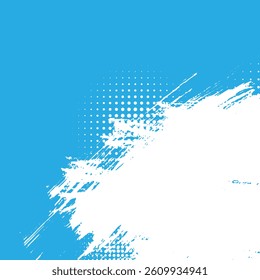 Grunge blue and white background with bold brush strokes and halftone dots. Perfect for modern abstract designs, posters, and dynamic digital artwork.
