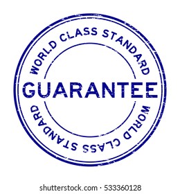 Grunge blue world class standard guarantee round rubber stamp
