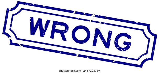 Grunge blau falsches Wort Gummisiegelstempel auf weißem Hintergrund