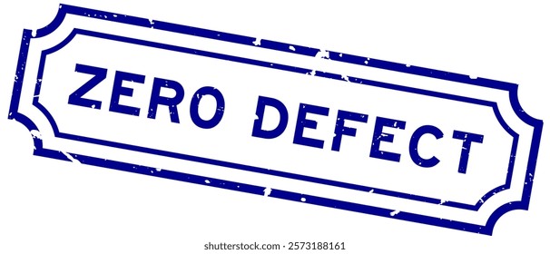 Grunge blue zero defect word rubber seal stamp on white background