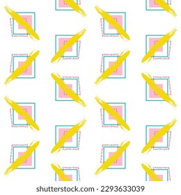 Grunge bold texture. 90s seamless pattern squiggle scribble. Abstract geometric shape. Fashion print.