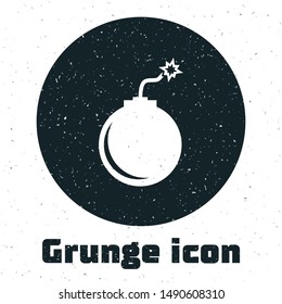 Grunge Bomb ready to explode icon isolated on white background.  Vector Illustration