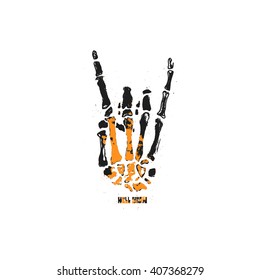 Grunge Bone Hand Illustration fo T Shirt