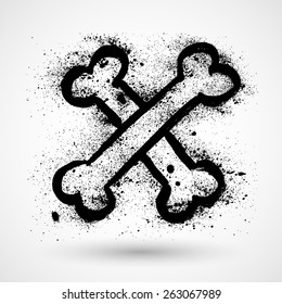 Grunge bones isolated on white (vector illustration)