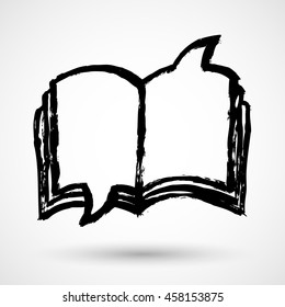 Grunge book speech bubble icon concept