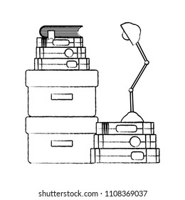 grunge books in the organize boxes archive and lamp