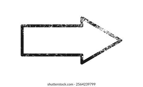 Grunge border in arrow form. Dark textured frame with empty space on white background. Vector illustration