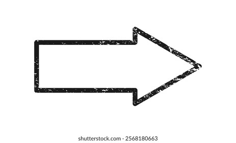 Grunge border in arrow form. Dark textured frame with empty space on white background. Vector illustration