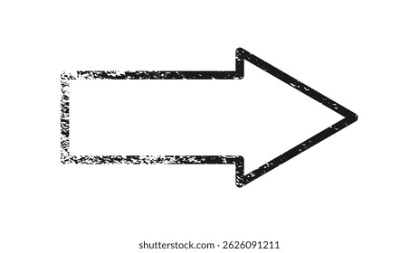Grunge border in arrow form. Dark textured frame with empty space on white background. Vector illustration