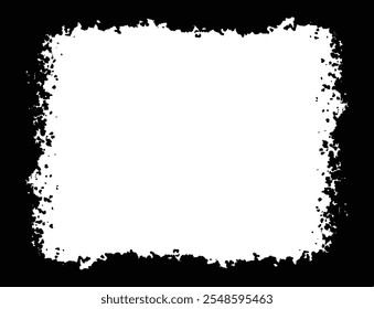 Grunge border brush, border edge, square grunge border. Vector grunge black frame with white background for your text. Black ink grunge lines stroke painting frame blank space. Dirty and damage