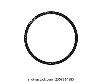 Grunge border in circle form. Dark textured frame with empty space on white background. Vector illustration