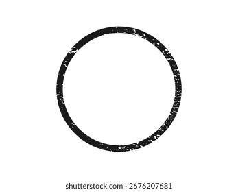 Borda grunge em forma de círculo. Quadro texturizado escuro com espaço vazio no fundo branco. Ilustração vetorial