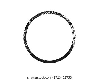 Borda grunge em forma de círculo. Quadro texturizado escuro com espaço vazio no fundo branco. Ilustração vetorial