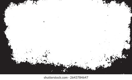 Grunge Border Frame with Distressed Black Texture on White Background for Poster or Flyer Design