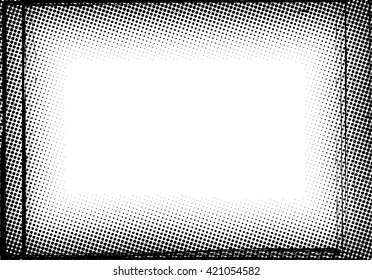 Grunge Border Frame. Distressed Frame with Halftone Dots. Vector