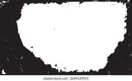Grunge Border Frame with Distressed Ink Texture on White Background