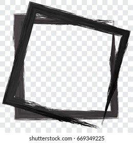 Grunge Border Frame Isolated On Transparent Background. Vector
