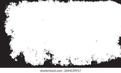Grunge Border Frame with Rough Black Texture and Clean White Center for Overlay and Poster Design