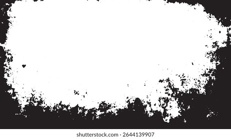 Grunge Border Frame with Rough Ink Splatter Texture on White Background