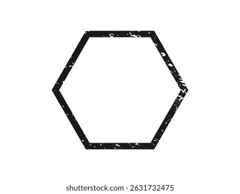 Bordure grunge sous forme hexagonale. Cadre à texture sombre avec espace vide sur fond blanc. Illustration vectorielle