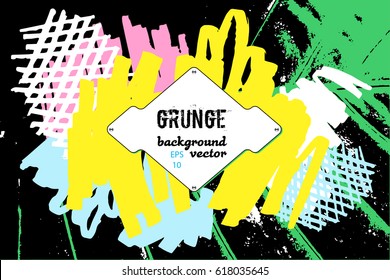 Grunge border. Hip hop music graphic design. Tropic background. Urban wallpaper. Abstract background for brochure, flyer. Creative concept. Cocktail bar plate. Vector illustration EPS10. 