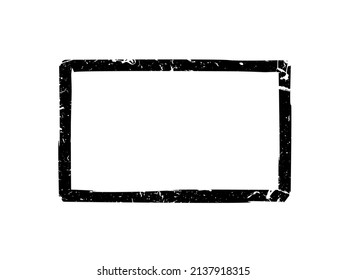 Grunge border on white background. Black textured frame.