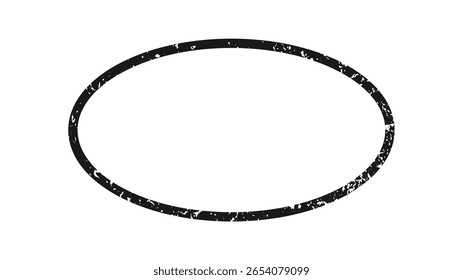 Grunge-Rahmen in ovaler Form. Dunkler strukturierter Rahmen mit leerem Raum auf weißem Hintergrund. Vektorgrafik