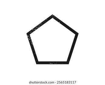 Grunge border in pentagon form. Dark textured frame with empty space on white background. Vector illustration