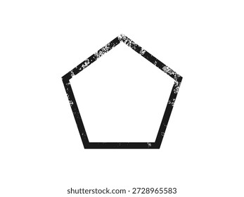 Borde de grunge en forma de pentágono. Marco texturizado oscuro con espacio vacío sobre fondo blanco. Ilustración vectorial