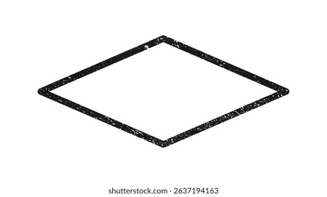 Grunge border in rhombus form. Dark textured frame with empty space on white background. Vector illustration