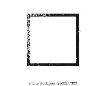 Grunge border in square form. Dark textured frame with empty space on white background. Vector illustration