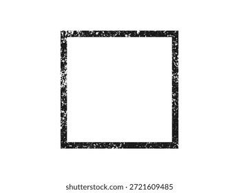 Grunge-Rahmen in quadratischer Form. Dunkler strukturierter Rahmen mit leerem Raum auf weißem Hintergrund. Vektorgrafik