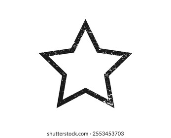 Grunge border in star form. Dark textured frame with empty space on white background. Vector illustration