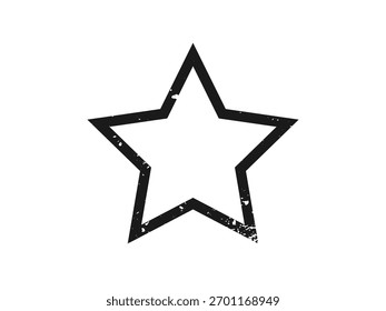 Borde de grunge en forma de estrella. Marco texturizado oscuro con espacio vacío sobre fondo blanco. Ilustración vectorial