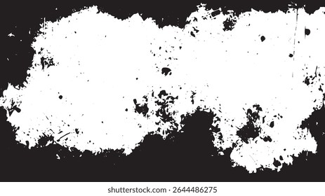 Grunge Border Texture with Abstract Splatter and Distressed Edges in Black and White