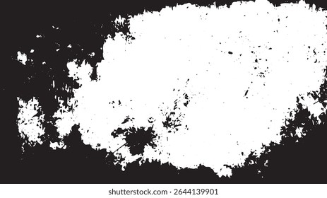 Grunge Border Texture Background, Distressed Black and White Edge Frame for Photo Masking and Overlay Design