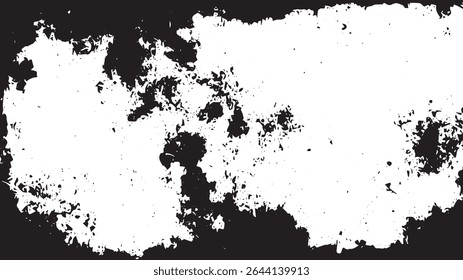 Grunge Border Texture Background, Distressed White Center with Black Decay Edges