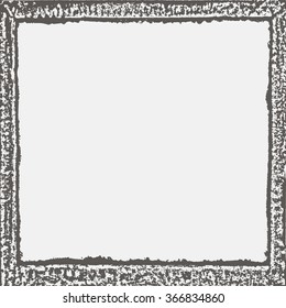 Grunge border texture in black and white. Textured background, frame. Vector template.