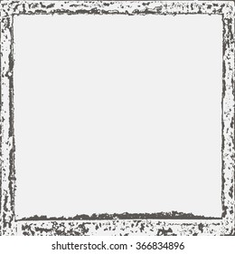 Grunge border texture in black and white. Textured background, frame. Vector template.