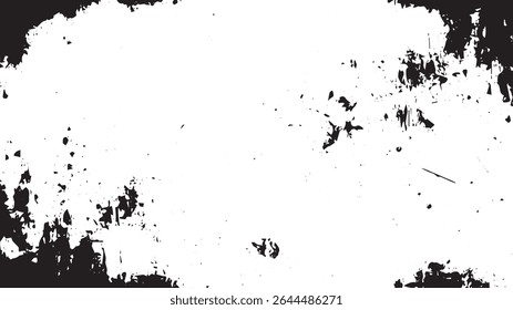 Grunge Border Texture with Distressed Ink Splatter on White Background
